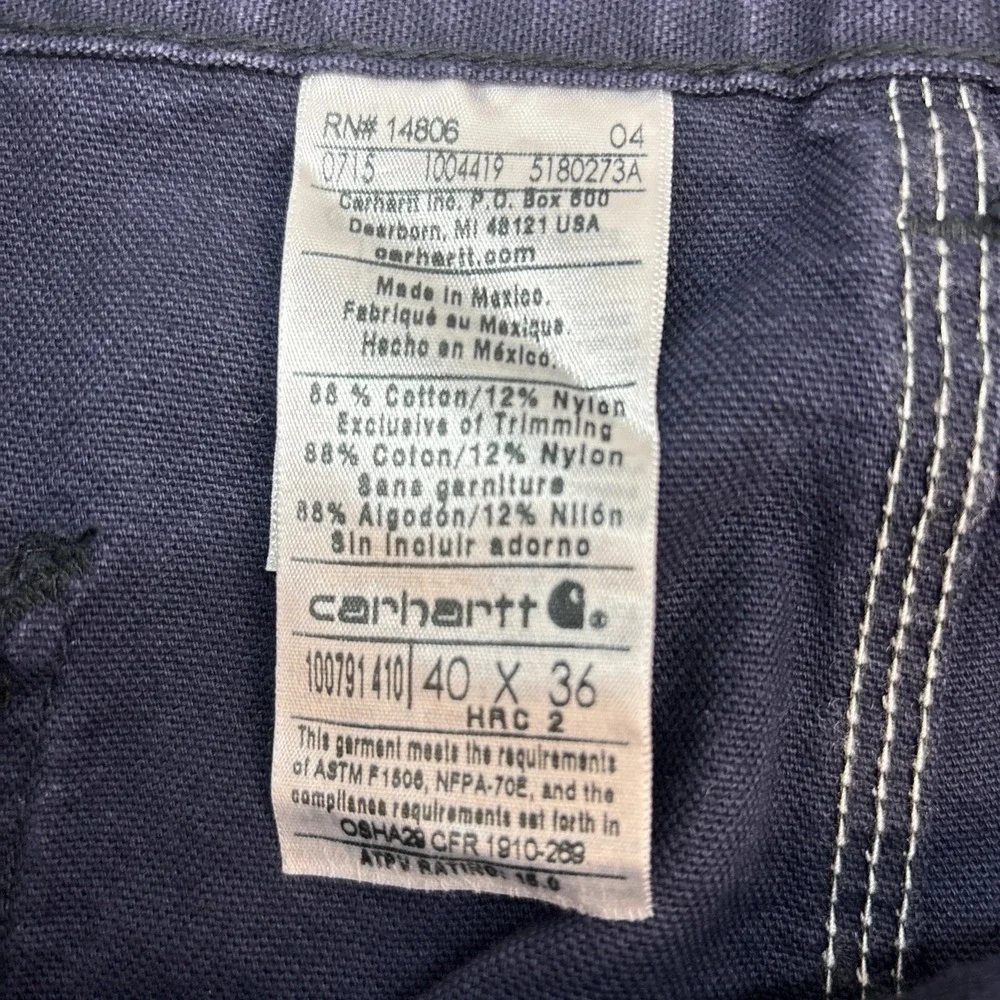 Carhartt FR Pants Navy‎ Flame Resistant NFPA 2112 Men's 40X36 (Measure 40X35)